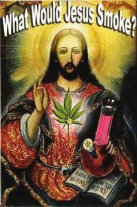 Image of Jesus holding a bong